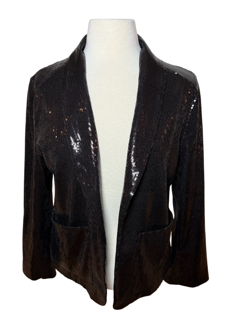 Black Sequin Open-Front Blazer by Joe Fresh-Size 12